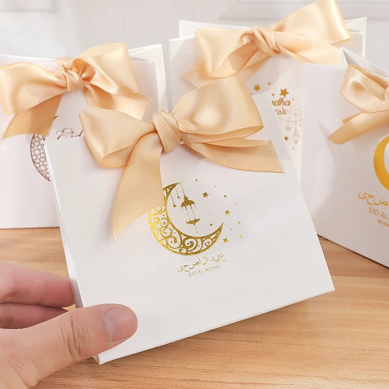 Eid Mubarak Candy Boxes - 10/20pcs Kraft Paper Gift Packing for Ramadan Kareem Party Supplies 2025