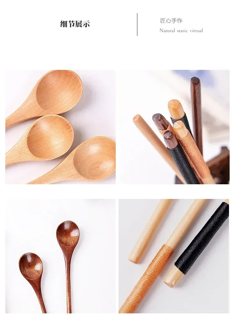 Deluxe Bamboo Wooden Spoon with Long Handle – Multifunctional Stirring & Soup Teaspoon for Kitchen Use