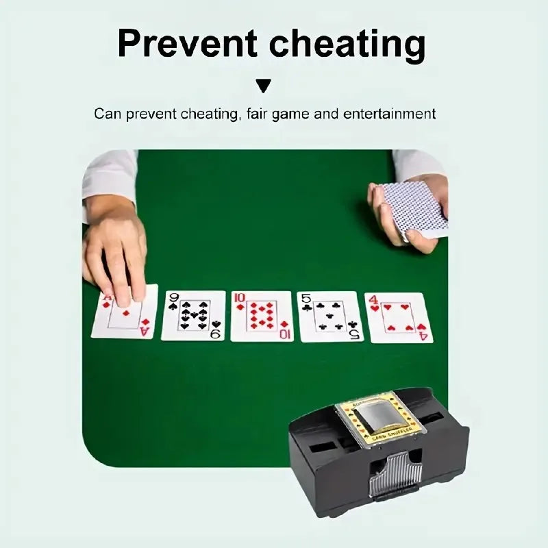 Automatic Poker Card Shuffler – Battery Operated Card Shuffling Machine For Board Games (2 Deck Capacity)