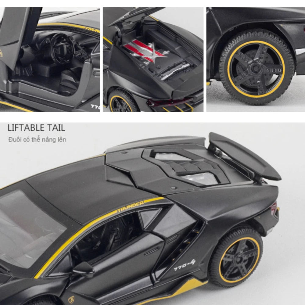 1/32 Lambor Lp770 Diecast Alloy Car Model – Pull Back, Light & Sound, Toys For Kids And Collectors