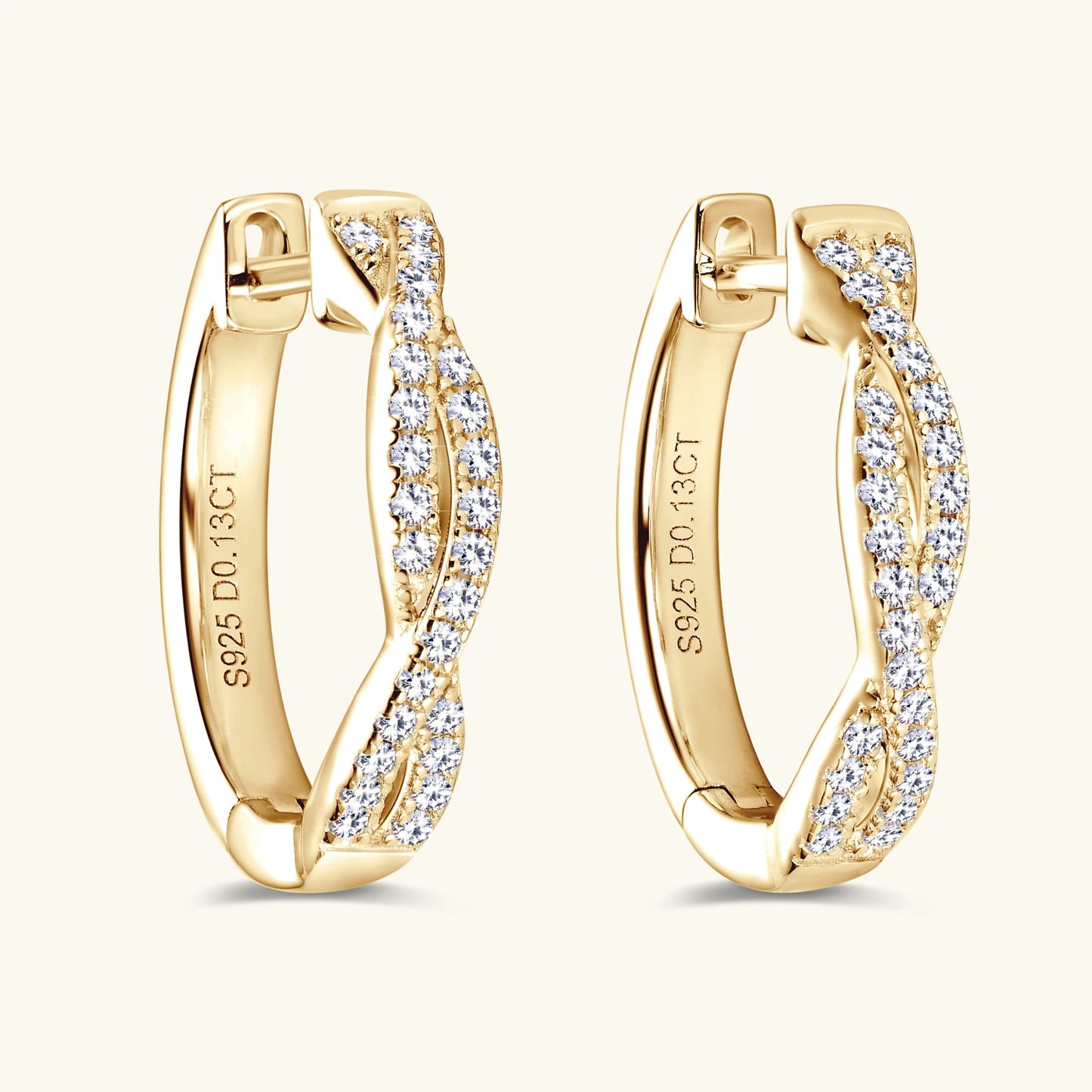 14K Gold Plated Moissanite Hoop Earrings – Real S925 Sterling Silver Fine Jewelry for Women