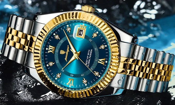 Men's Luxury Sports Watch – Waterproof Stainless Steel Quartz with Luminous Date Display