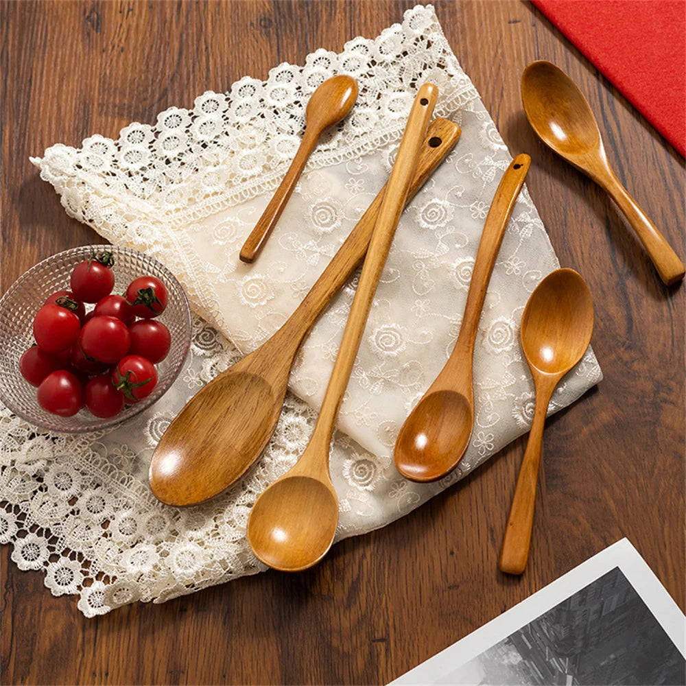 Bamboo Wooden Cooking Spoon – Versatile Soup Teaspoon & Stirring Utensil for Kitchen Supplies