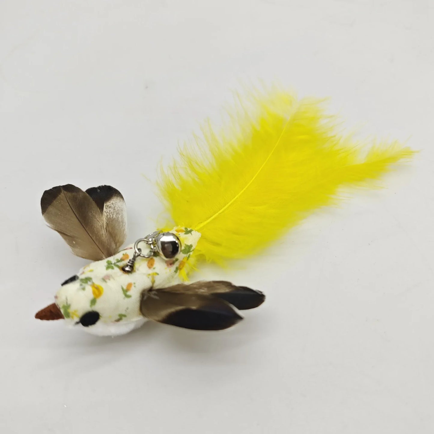 Natural Feather Cat Teaser Replacement Head – Bite-Resistant Toy with Bells