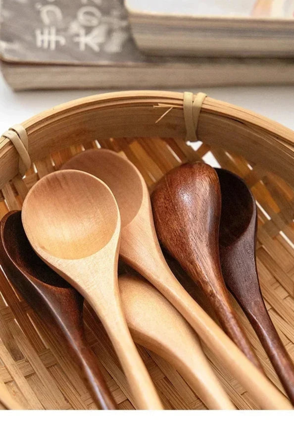 Deluxe Bamboo Wooden Spoon with Long Handle – Multifunctional Stirring & Soup Teaspoon for Kitchen Use