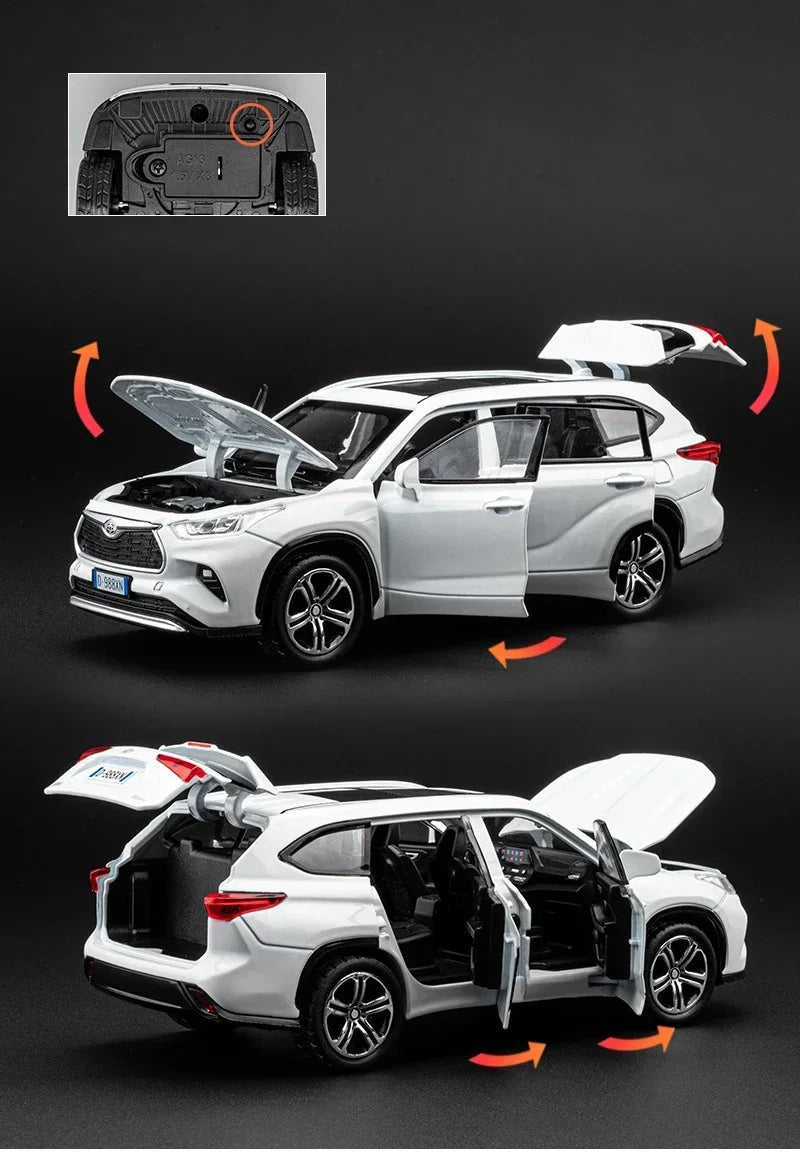 1:32 Toyota Highlander 2023 SUV Diecast Model – Alloy Toy with Sound & Light