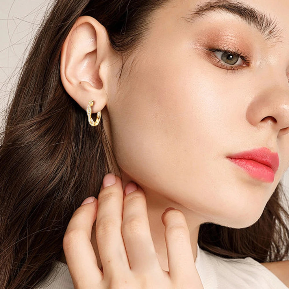 14K Gold Plated Moissanite Hoop Earrings – Real S925 Sterling Silver Fine Jewelry for Women