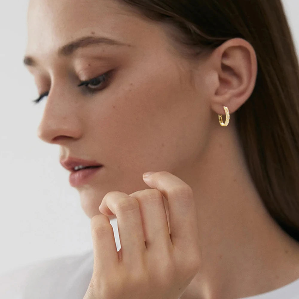 14K Gold Plated Moissanite Hoop Earrings – Real S925 Sterling Silver Fine Jewelry for Women