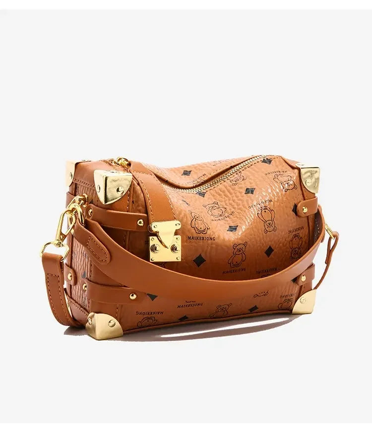 Women's 2025 Small PU Leather Square Shoulder Bag – Zipper Closure, Stylish Messenger Purse for Market, Gym, and City Walk