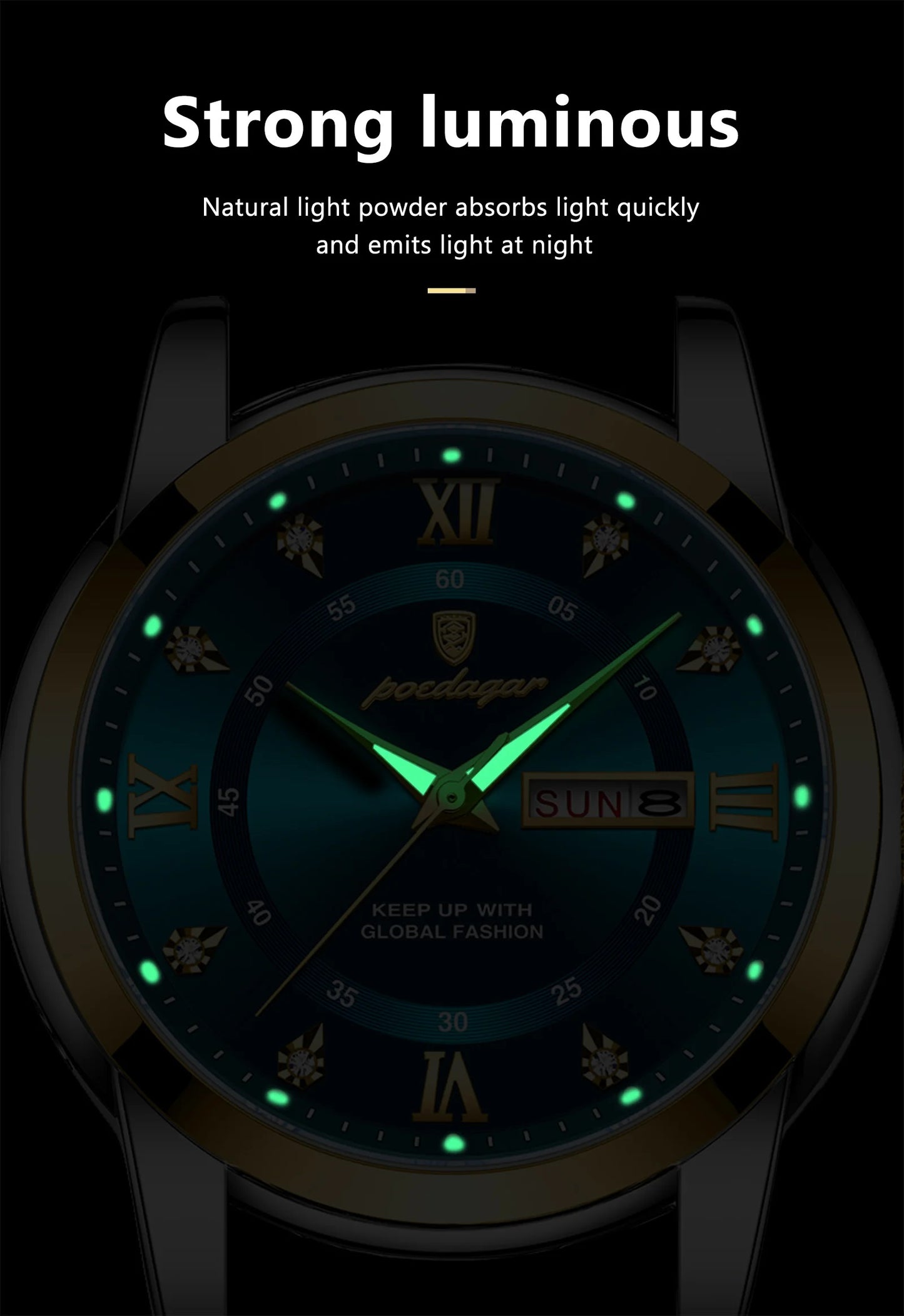 Men's Luxury Sports Watch – Waterproof Quartz with Luminous Date & Week Display