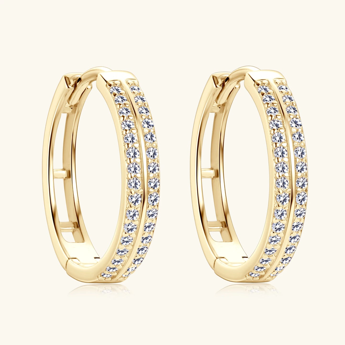 14K Gold Plated Moissanite Hoop Earrings – Real S925 Sterling Silver Fine Jewelry for Women