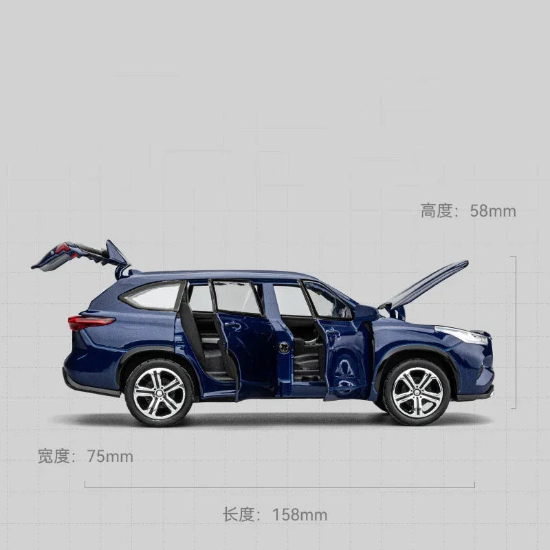 1:32 Toyota Highlander 2023 SUV Diecast Model – Alloy Toy with Sound & Light
