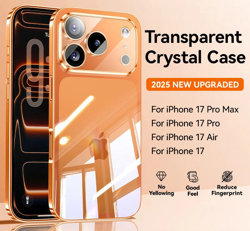 Crystal Clear Case For Iphone 17/16 Pro Max – Anti-Yellow Shockproof Transparent Pc Cover With Lens Protection