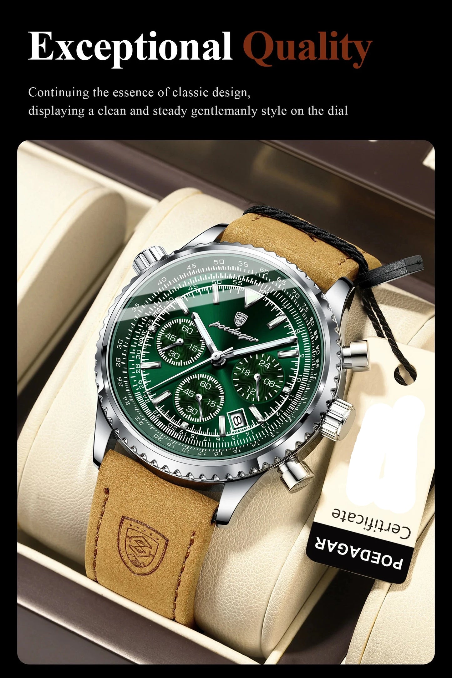 Luxury Waterproof Quartz Chronograph Watch for Men – Luminous Date & Military Style