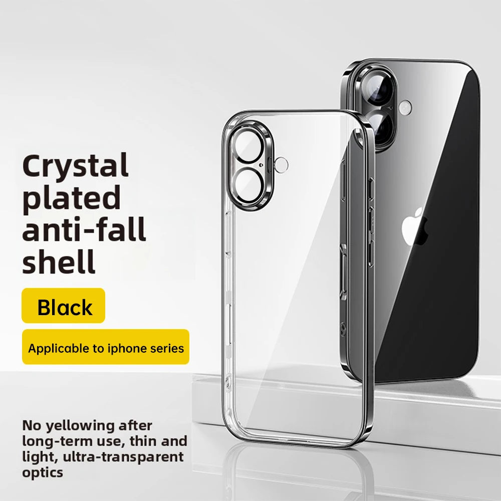 Clear Plating Case For Iphone 17 Pro & Pro Max – Shockproof Transparent TPU Cover With Lens Protector & Plating Bumper