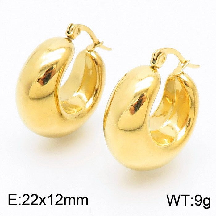 18K Titanium Steel U-Shaped Hollow Ear Clips – Glossy Finish
