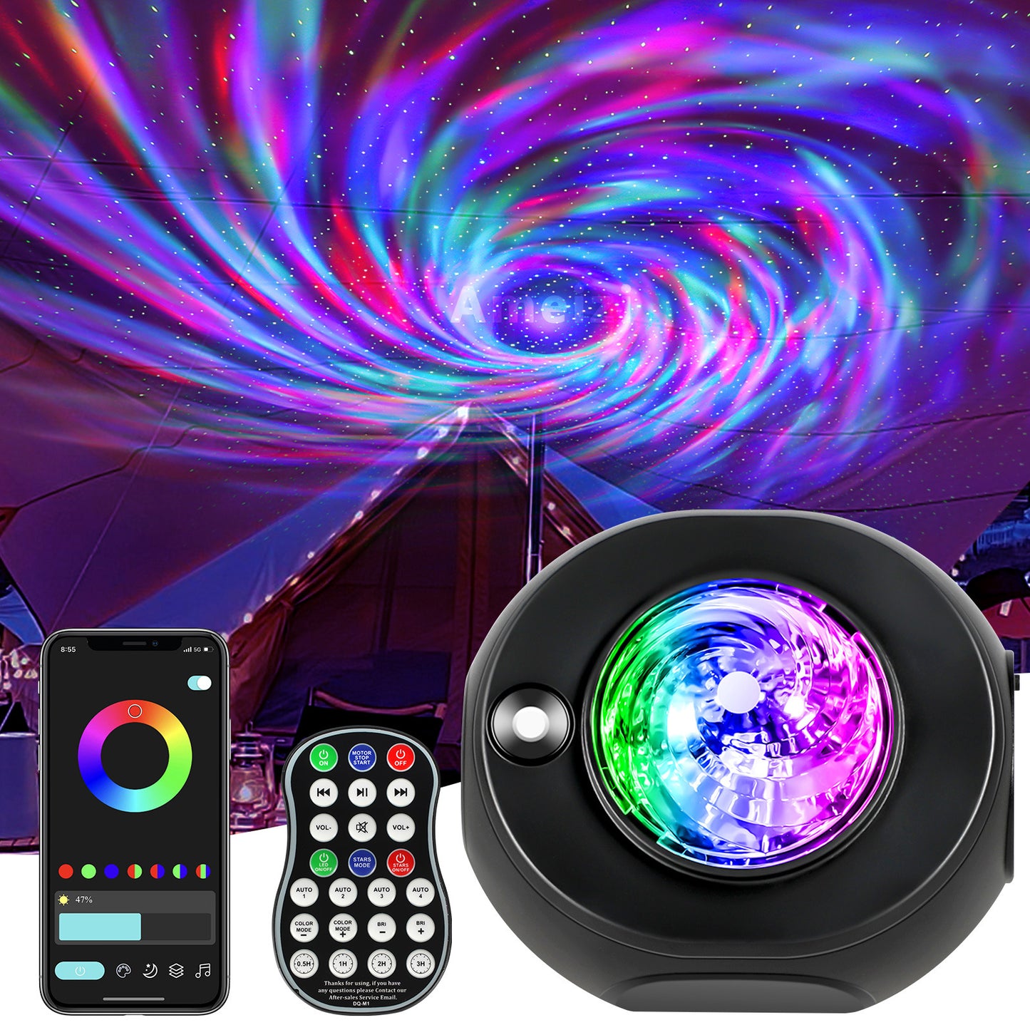 APP-Controlled Starry Sky Projector Night Lamp with Bluetooth Music & Remote Control