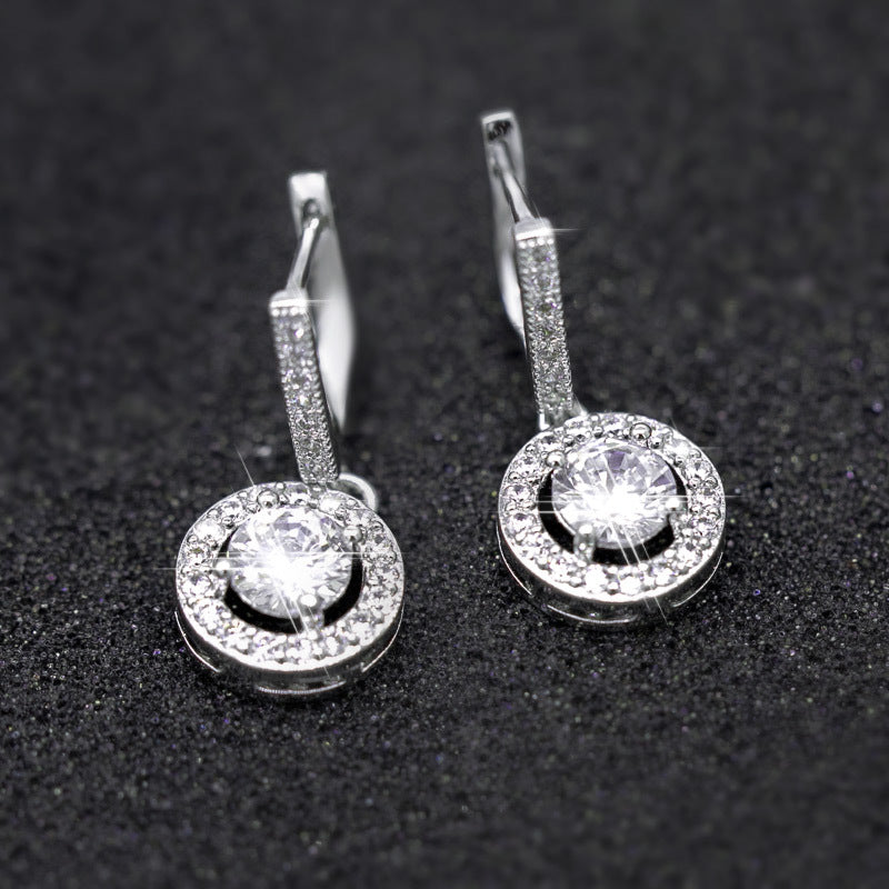 Women's Simple Shiny Zircon Earrings – Gold-Plated Copper Gemstone Jewelry