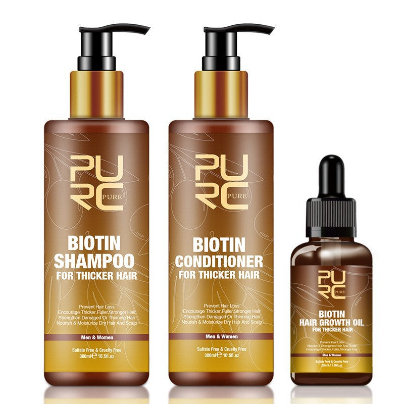 PURC Ginger Biotin Hair Care Set – Shampoo, Conditioner & Repair Oil for Dry, Frizzy Hair
