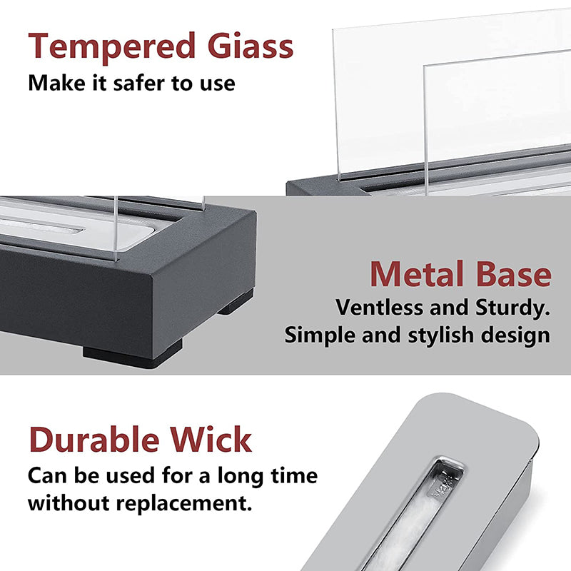 Indoor Mini Alcohol Fireplace - Modern Glass Table Fire Pit for Home & Camping
