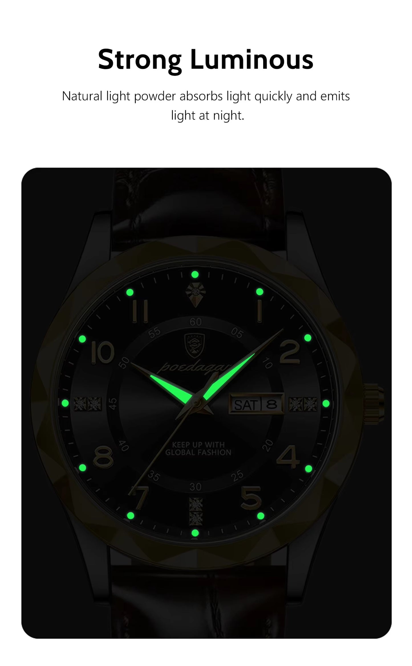 Luxury Men's Waterproof Sports Watch – Quartz Leather Wristwatch with Date & Week Display
