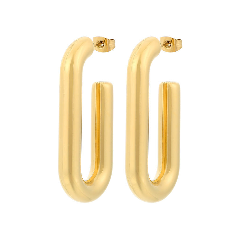 18K Titanium Steel U-Shaped Hollow Ear Clips – Glossy Finish
