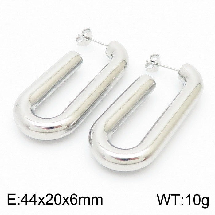18K Titanium Steel U-Shaped Hollow Ear Clips – Glossy Finish