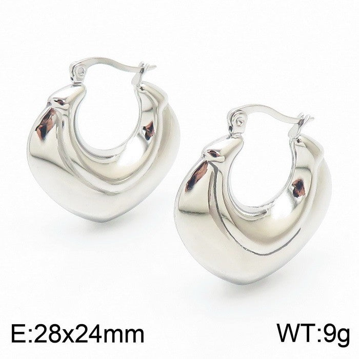 18K Titanium Steel U-Shaped Hollow Ear Clips – Glossy Finish