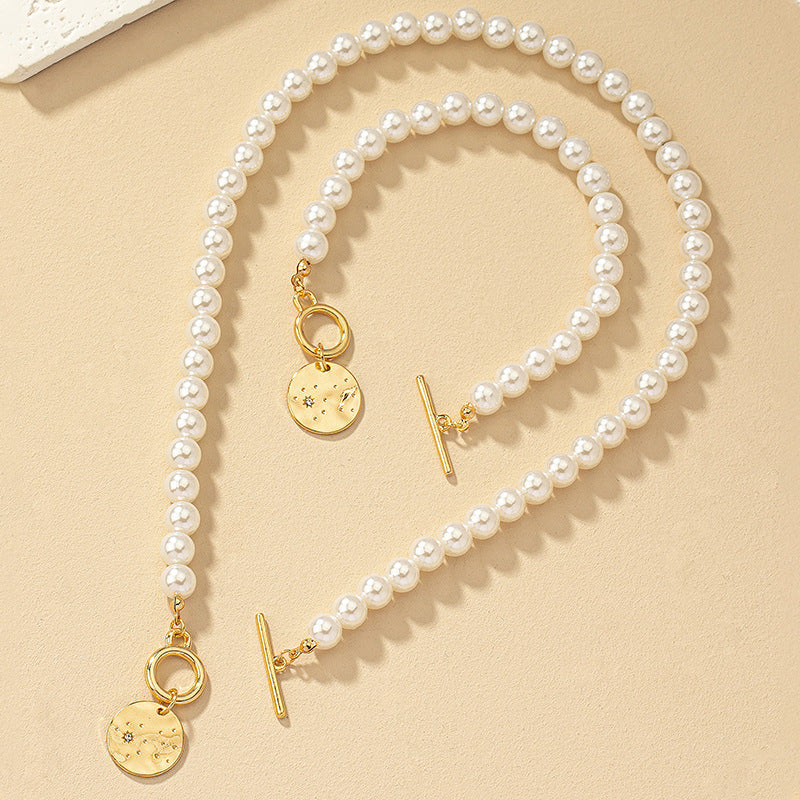Pearl Heart Bracelet & Necklace Set – Elegant Women's Jewelry Clavicle Chain