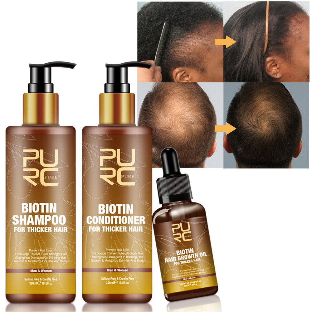 PURC Ginger Biotin Hair Care Set – Shampoo, Conditioner & Repair Oil for Dry, Frizzy Hair
