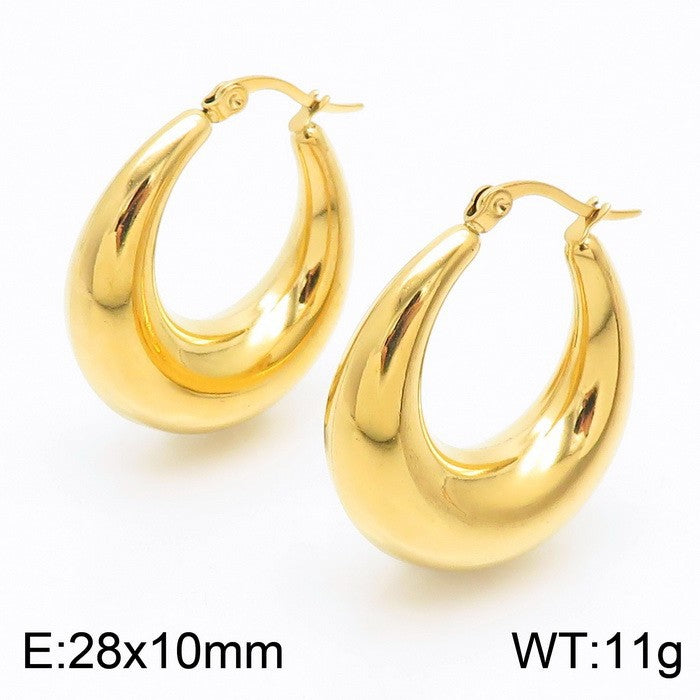 18K Titanium Steel U-Shaped Hollow Ear Clips – Glossy Finish