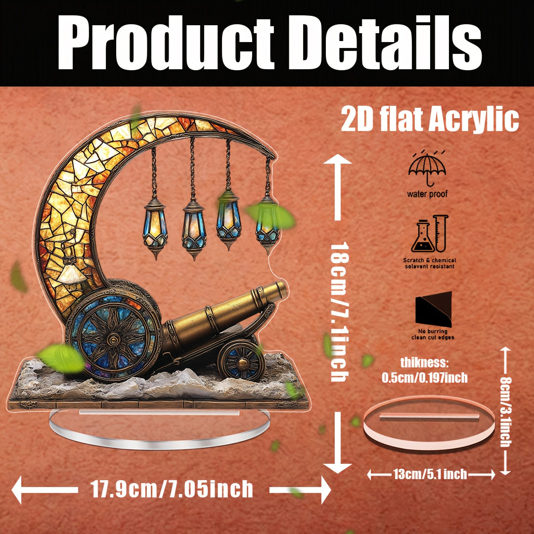 2D Acrylic Middle Eastern Cannon Decor – Islamic Desktop Accent for Ramadan, Eid Gifts, and Daily Prayer