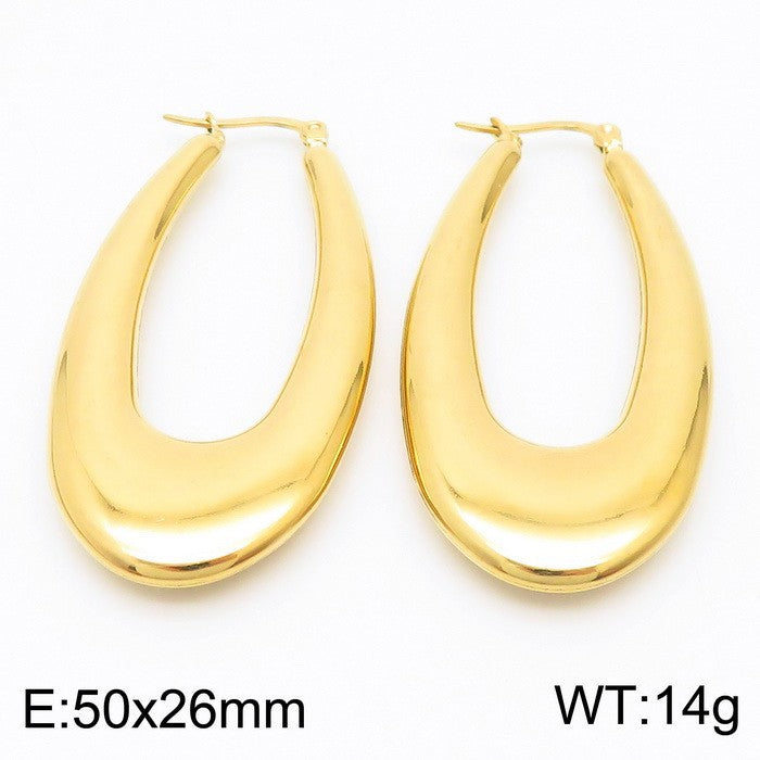 18K Titanium Steel U-Shaped Hollow Ear Clips – Glossy Finish