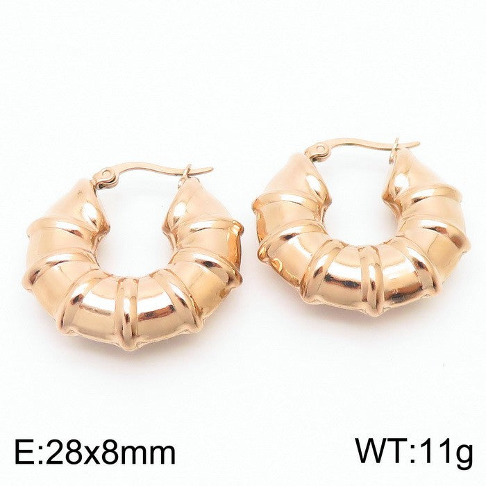 18K Titanium Steel U-Shaped Hollow Ear Clips – Glossy Finish