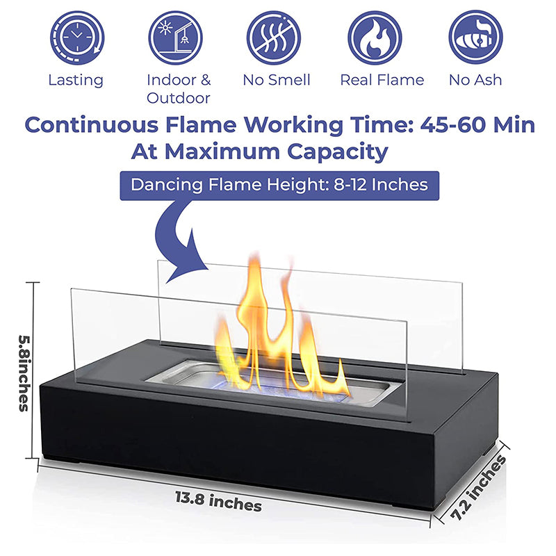 Indoor Mini Alcohol Fireplace - Modern Glass Table Fire Pit for Home & Camping