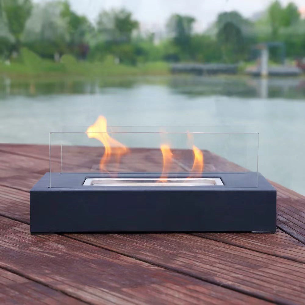 Indoor Mini Alcohol Fireplace - Modern Glass Table Fire Pit for Home & Camping