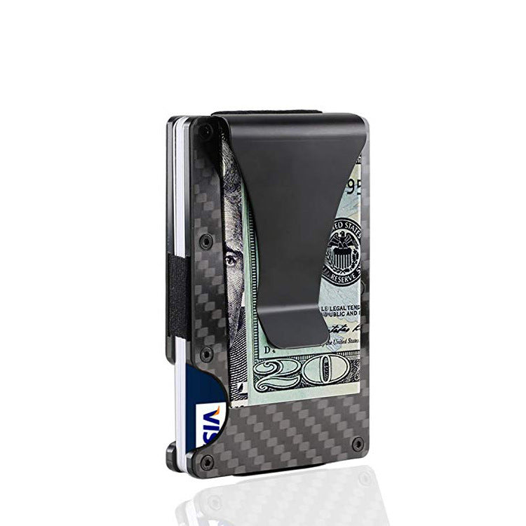 Carbon Fiber RFID Wallet - Metal Card Holder with Pumping Design