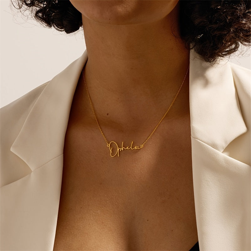Custom Name Necklace Personalized Cursive Letter Pendant Stainless Steel Chain Jewelry Best Friend Graduation & Birthday Gifts For Women