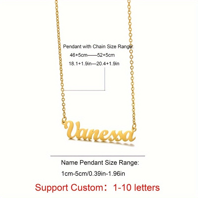 Custom Name Necklace Personalized Cursive Letter Pendant Stainless Steel Chain Jewelry Best Friend Graduation & Birthday Gifts For Women