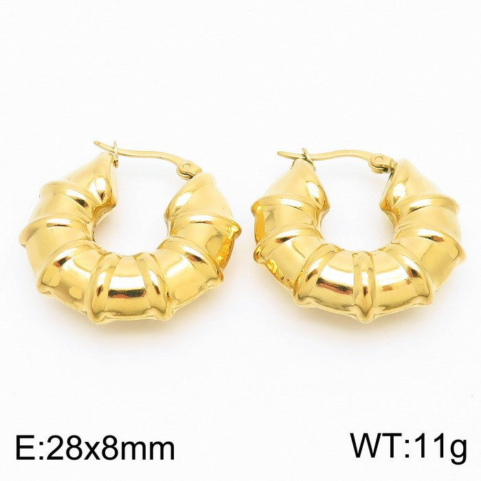18K Titanium Steel U-Shaped Hollow Ear Clips – Glossy Finish