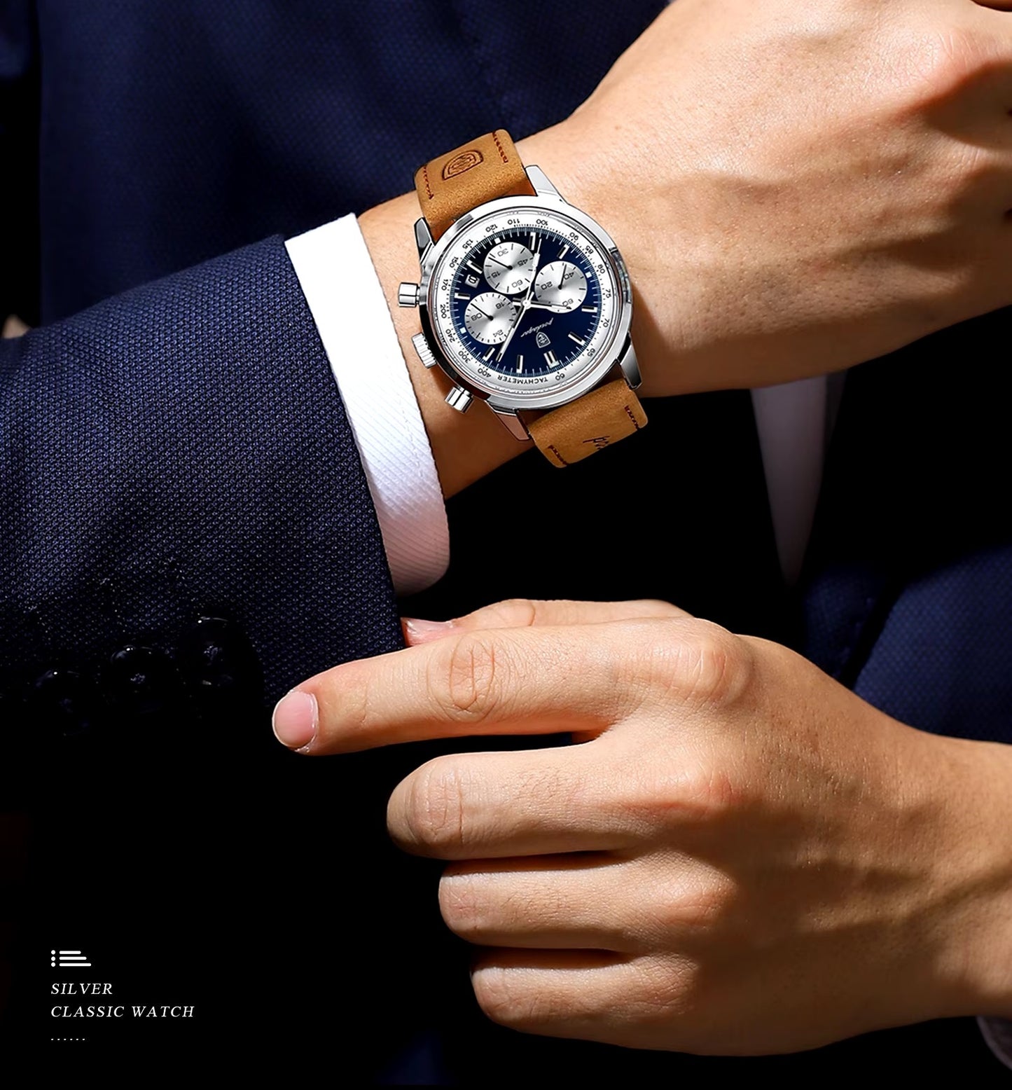 Men's Luxury Waterproof Chronograph Watch – Luminous Leather Quartz Wristwatch