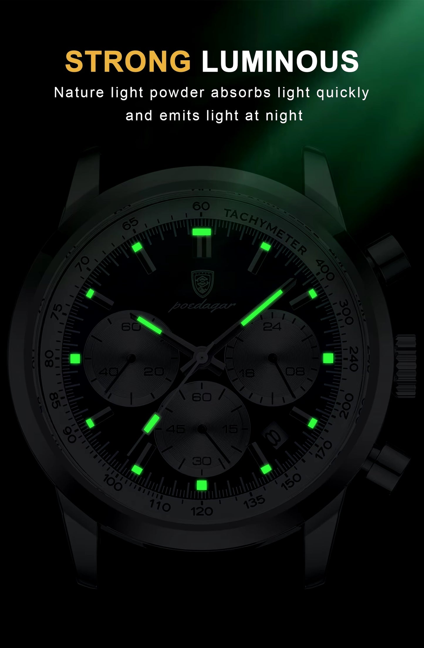 Men's Luxury Waterproof Chronograph Watch – Luminous Leather Quartz Wristwatch