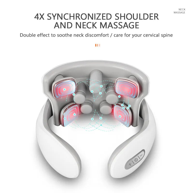 Intelligent Electric Neck Massager with Heat & Magnetic Pulse Therapy - Rechargeable
