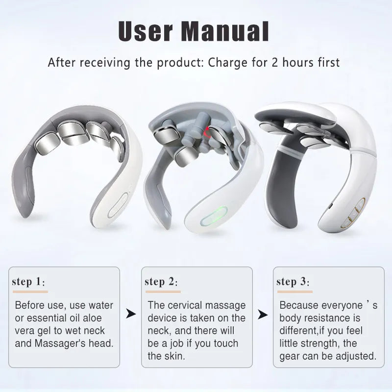 Intelligent Electric Neck Massager with Heat & Magnetic Pulse Therapy - Rechargeable