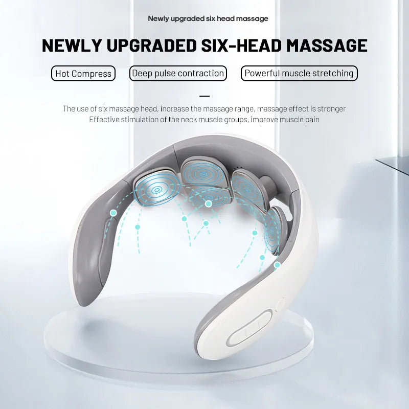 Intelligent Electric Neck Massager with Heat & Magnetic Pulse Therapy - Rechargeable