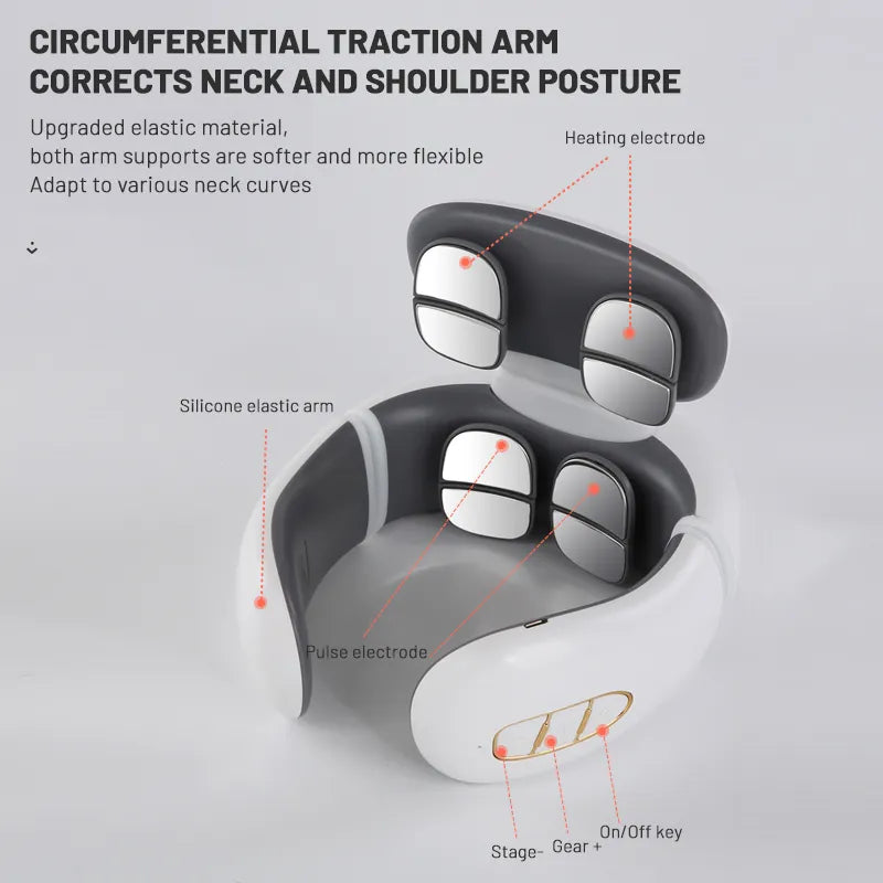 Intelligent Electric Neck Massager with Heat & Magnetic Pulse Therapy - Rechargeable