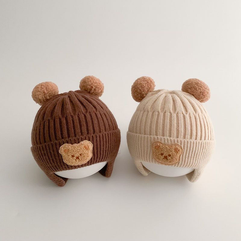 Baby Woolen Hat – Cute Bear Ear Protection, Thickened Winter Knitted Hat for Kids