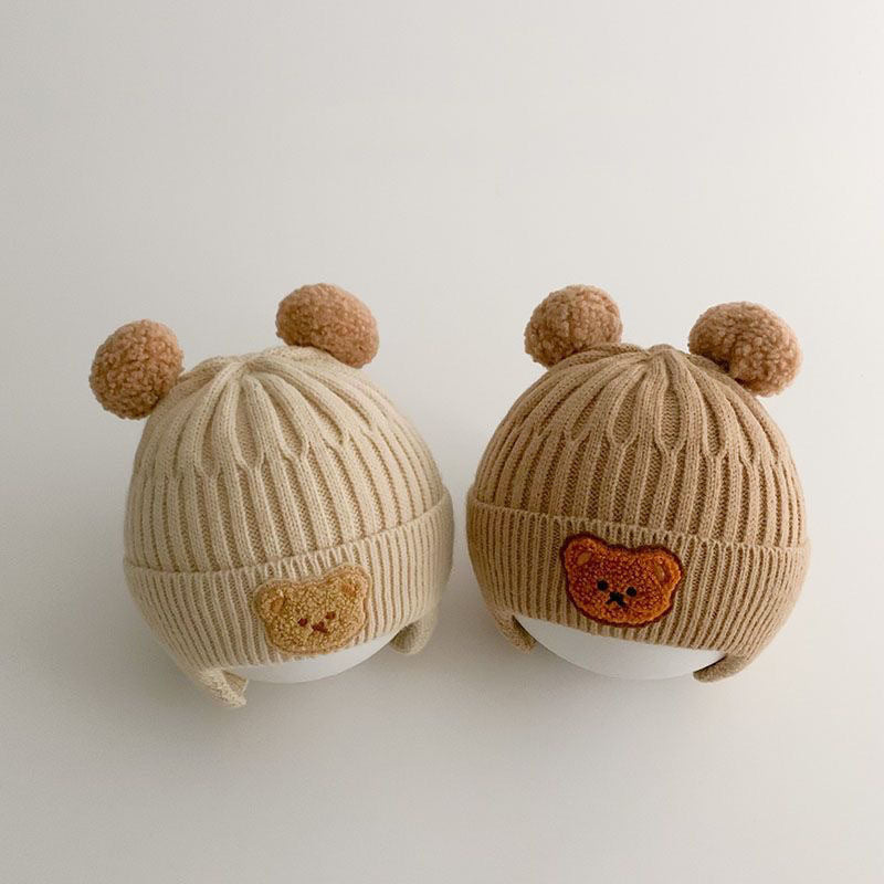 Baby Woolen Hat – Cute Bear Ear Protection, Thickened Winter Knitted Hat for Kids