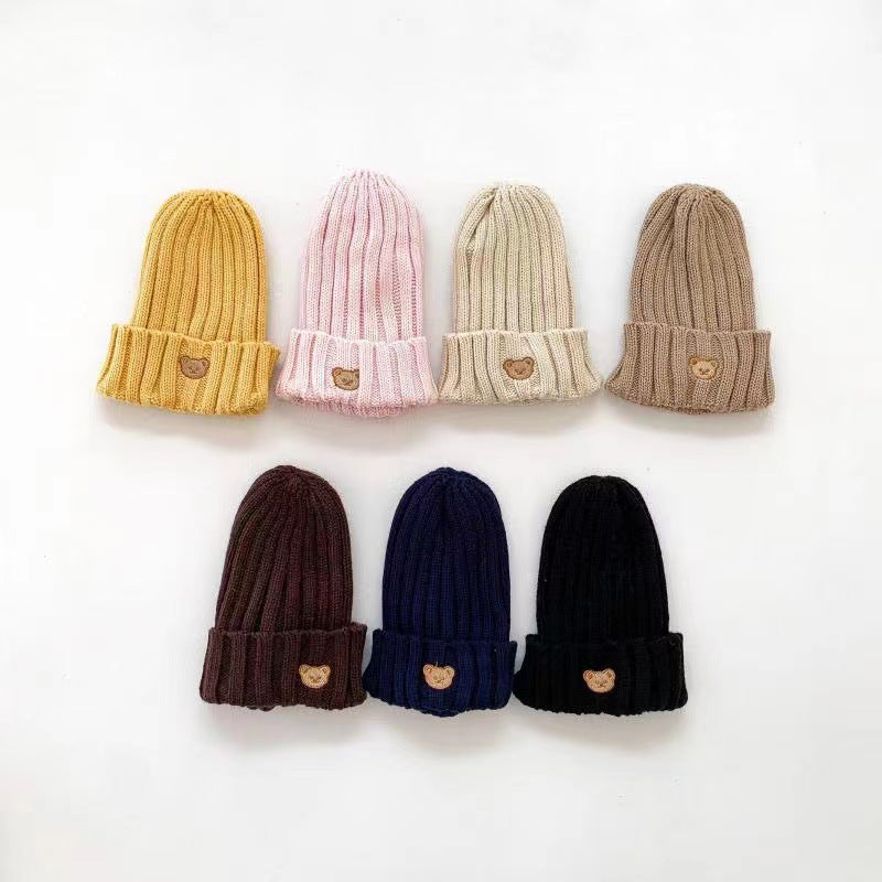 Baby Winter Hat – Cute Embroidered Wool Hat for Boys & Girls, Candy Color Ear Cover