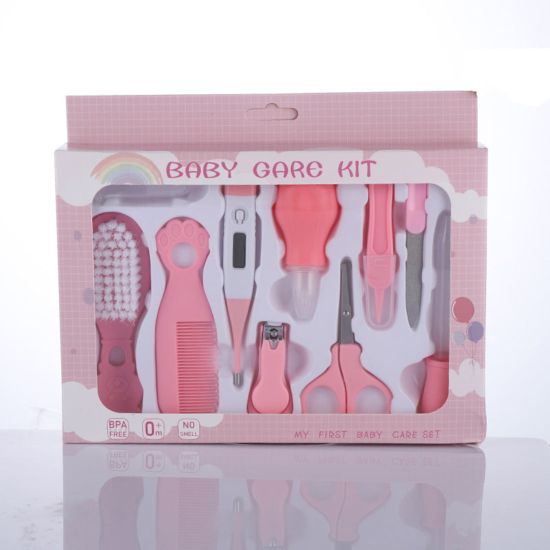 10-Piece Baby Care Set with Brush, Comb, Nasal Aspirator & Thermometer